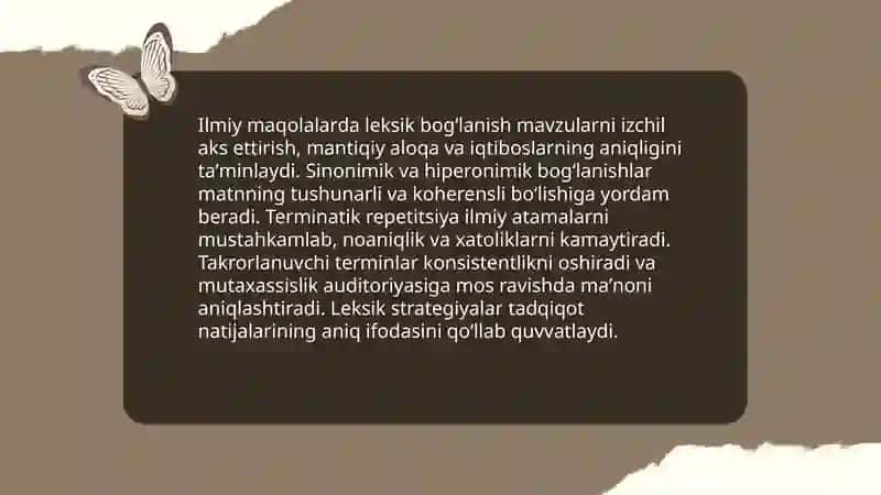 Written analysis of different types of texts based on lexical cohesión 4