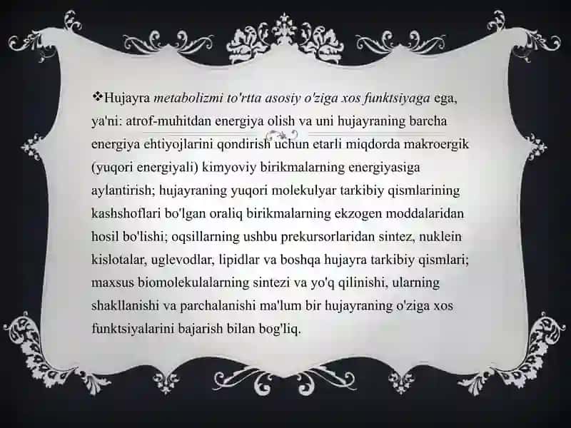 Toshkent Tibbiyot Akademiyasi Termiz filiali Pediatriya fakulteti Tibbiy profilaktika yo’nalishi 101”A”-guruh talabasi Jumaqulova Mehribonun tibbiy kimyo fanidan tayyorlangan taqdimoti 4