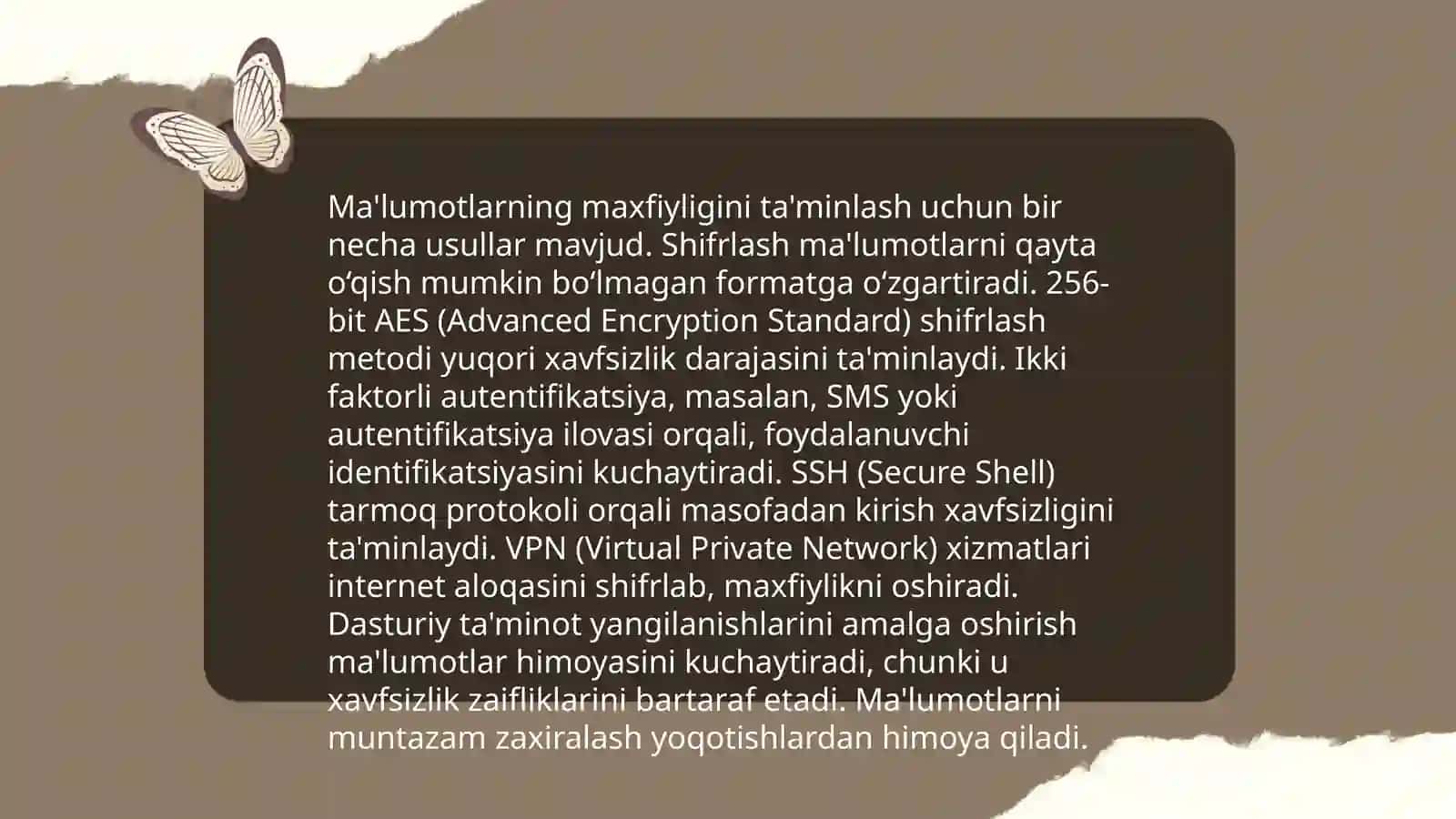 Axborot xavfsizligini ta'minlashning o'ziga xos xususiyatlari 4
