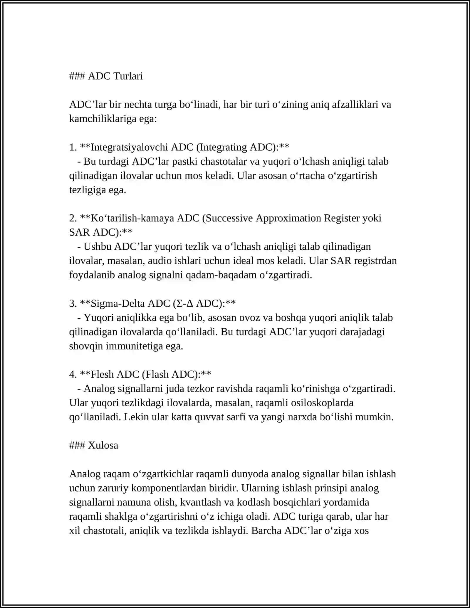ANALOG RAQAM O‘ZGARTGICH 4