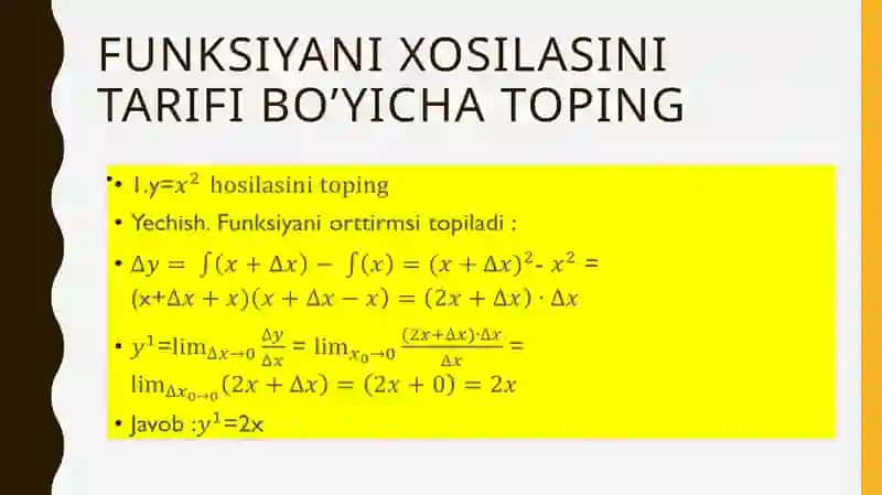 Hosilaning Tadbiqlari 4