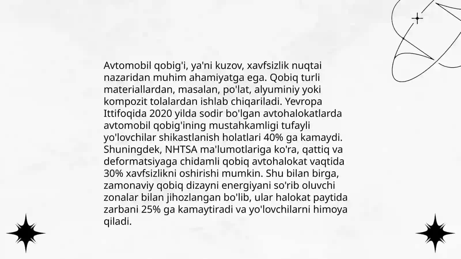 Yengil avtomobillar strukturasining mustahkamligi 4