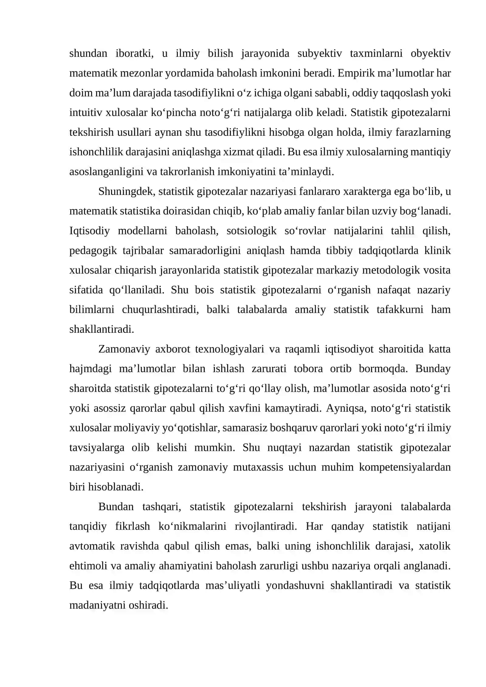 STATISTIK GIPOTEZALAR VA ULARNING TADBIQLARI 4