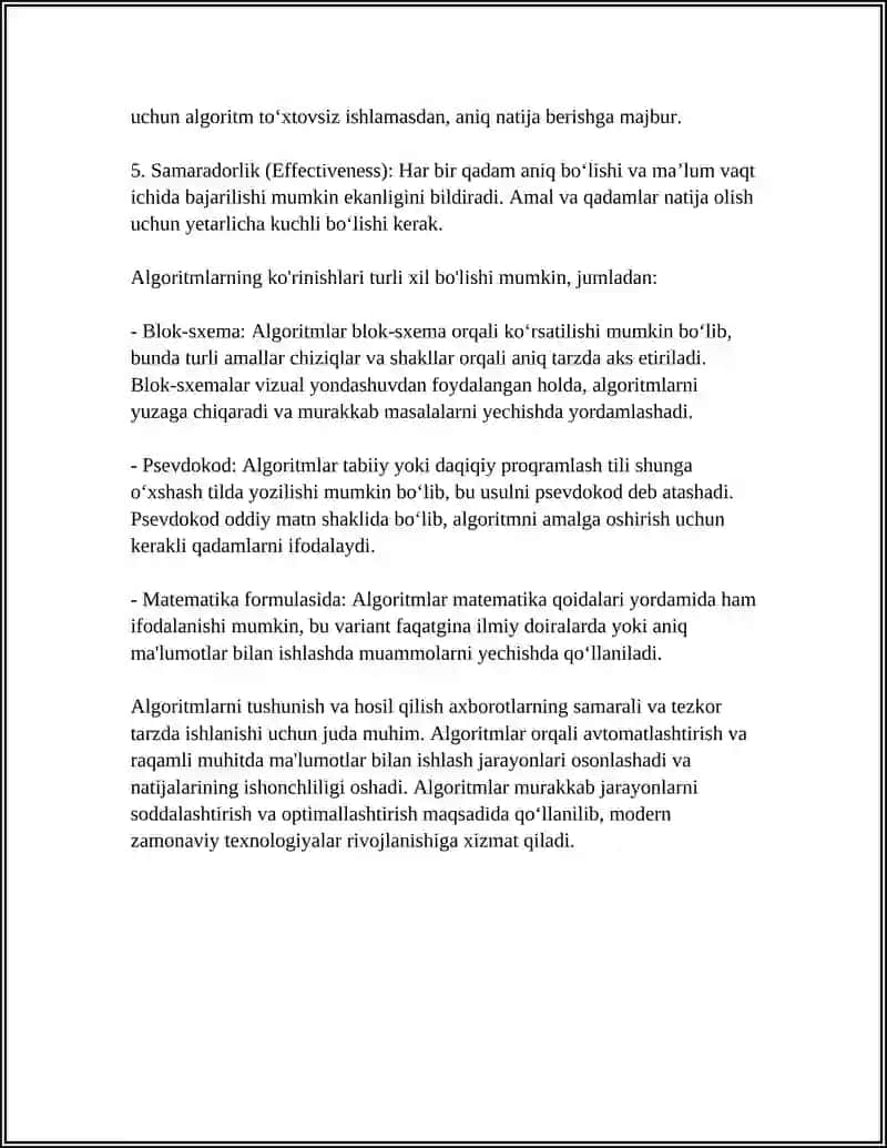 ALGARITM HOSALARI 4