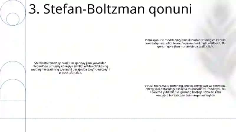 Plank, Kirxgof, Stefan-Boltzman, Wienning joy almashish qonuni 4