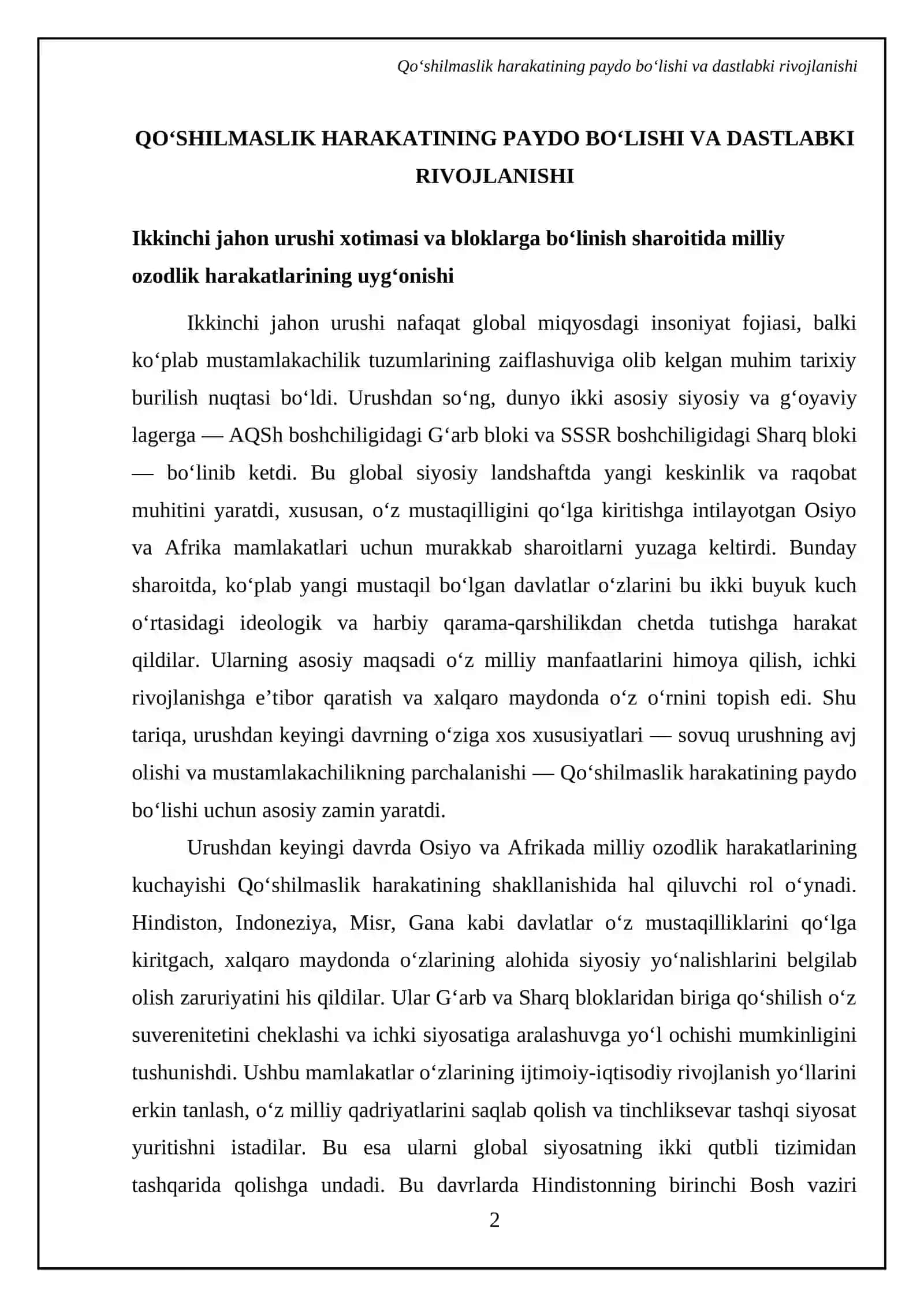 Qoʻshilmaslik harakati va uning tarixi 4