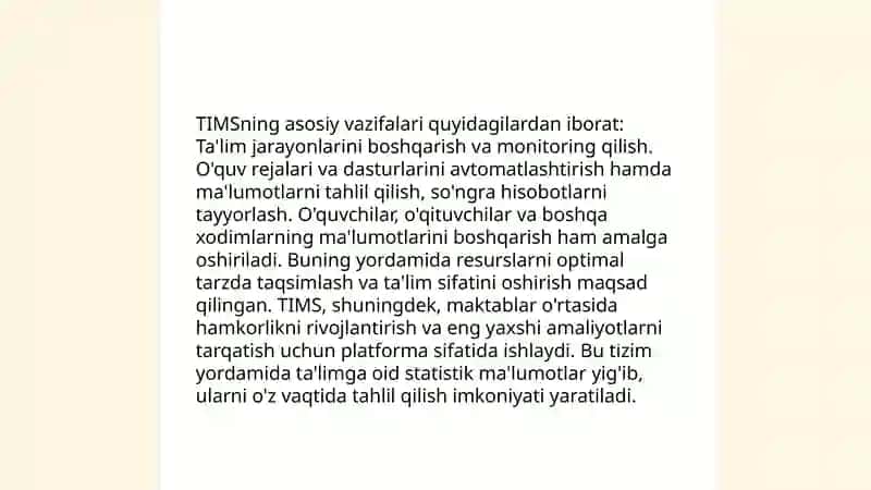 TIMS (Tizimli Integratsiyalashgan Monitoring Sistemi) 4