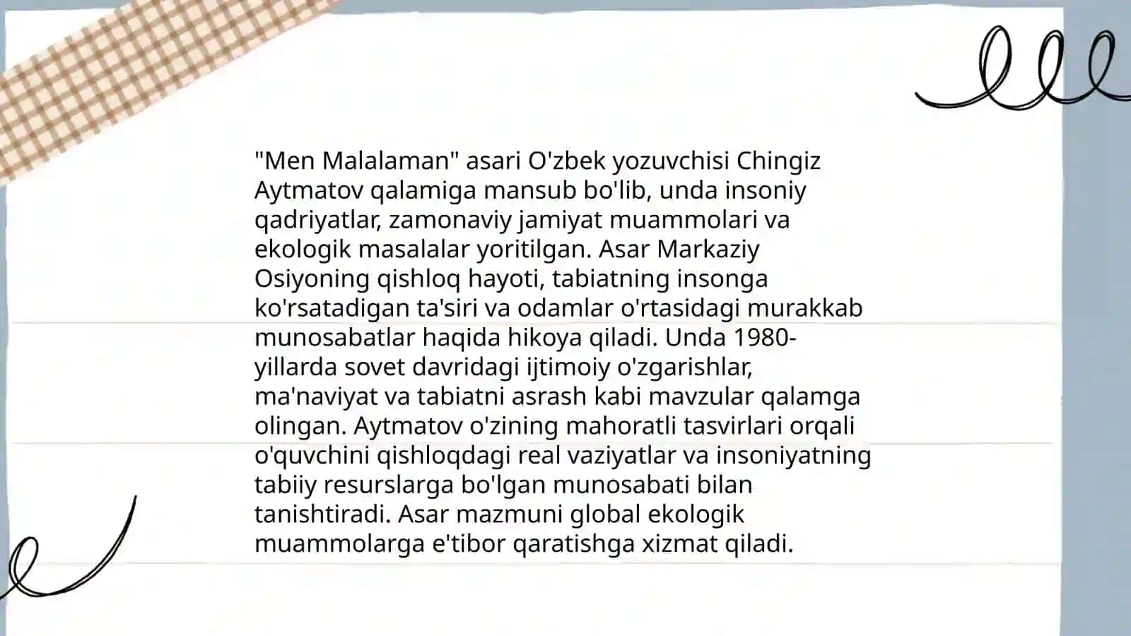 Men Malalaman" asari taxlili 4