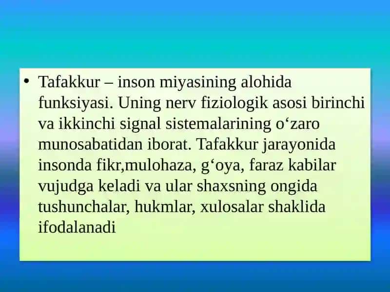 Mavzu:Tafakkur shakllari, operatsiyalari, turlari 4