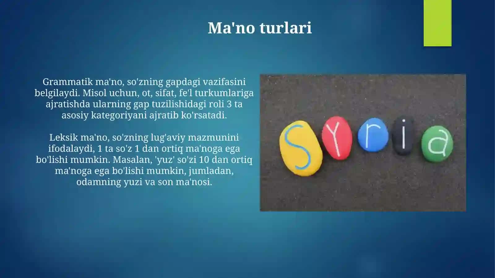 Leksemaning mazmun jihati.Leksik ma'nolarning sxemalari 4