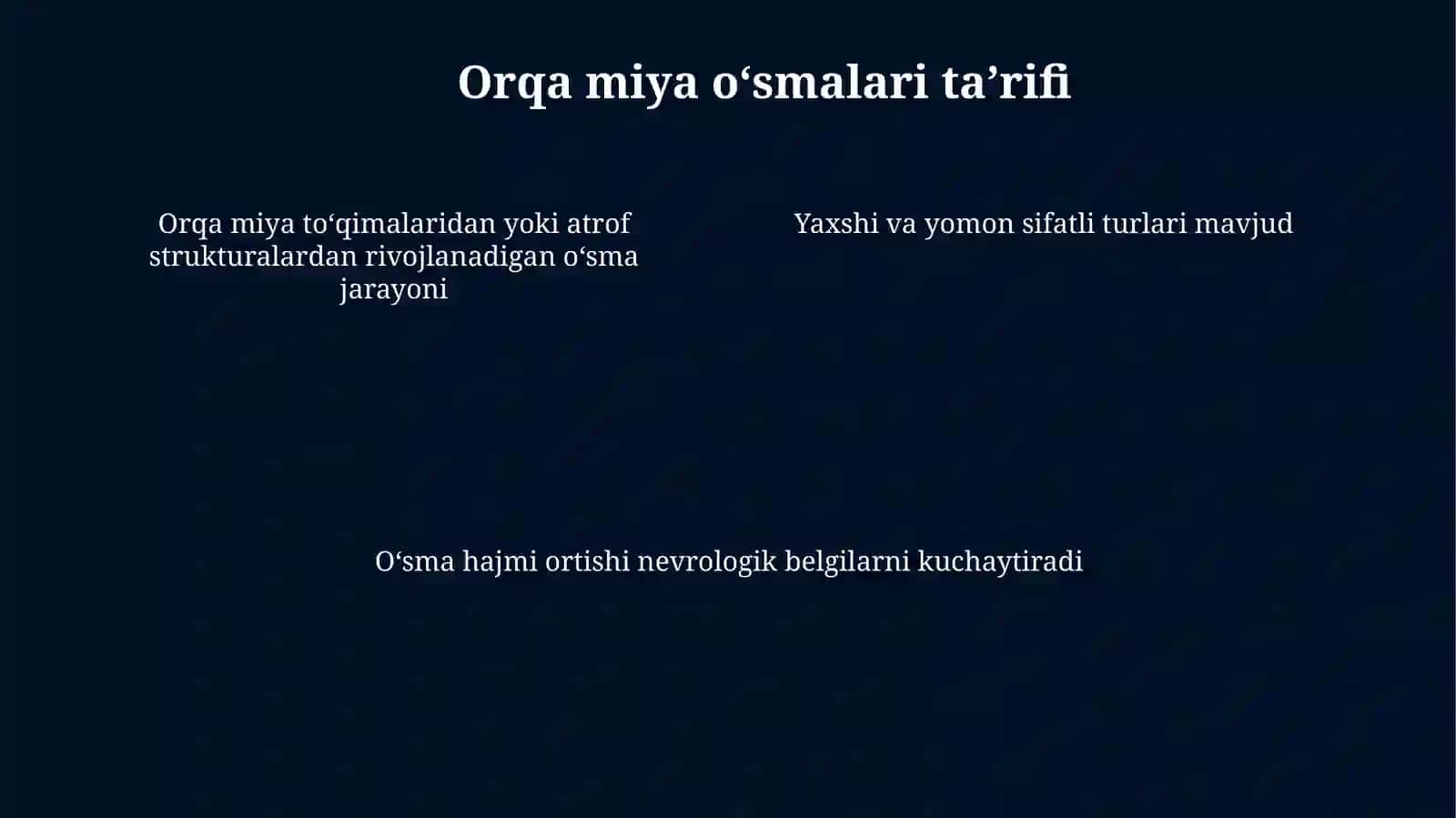 Orqa miya oʻsmalari patogenezi va etiologiyasi 4