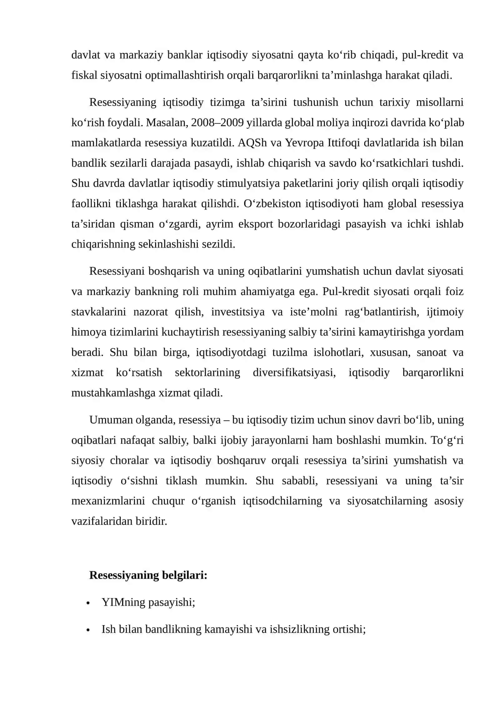 Resessiya va inflatsion uzilish 4