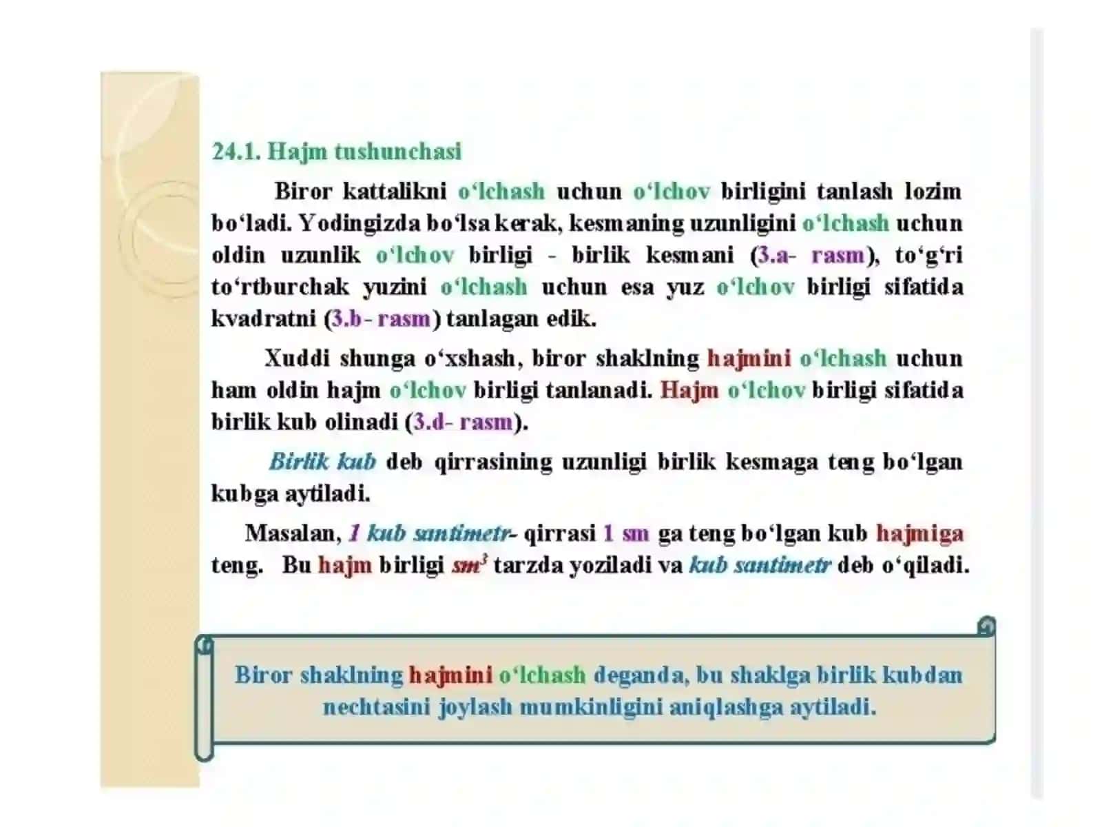 Jismning hajmi va uni õlchash 4