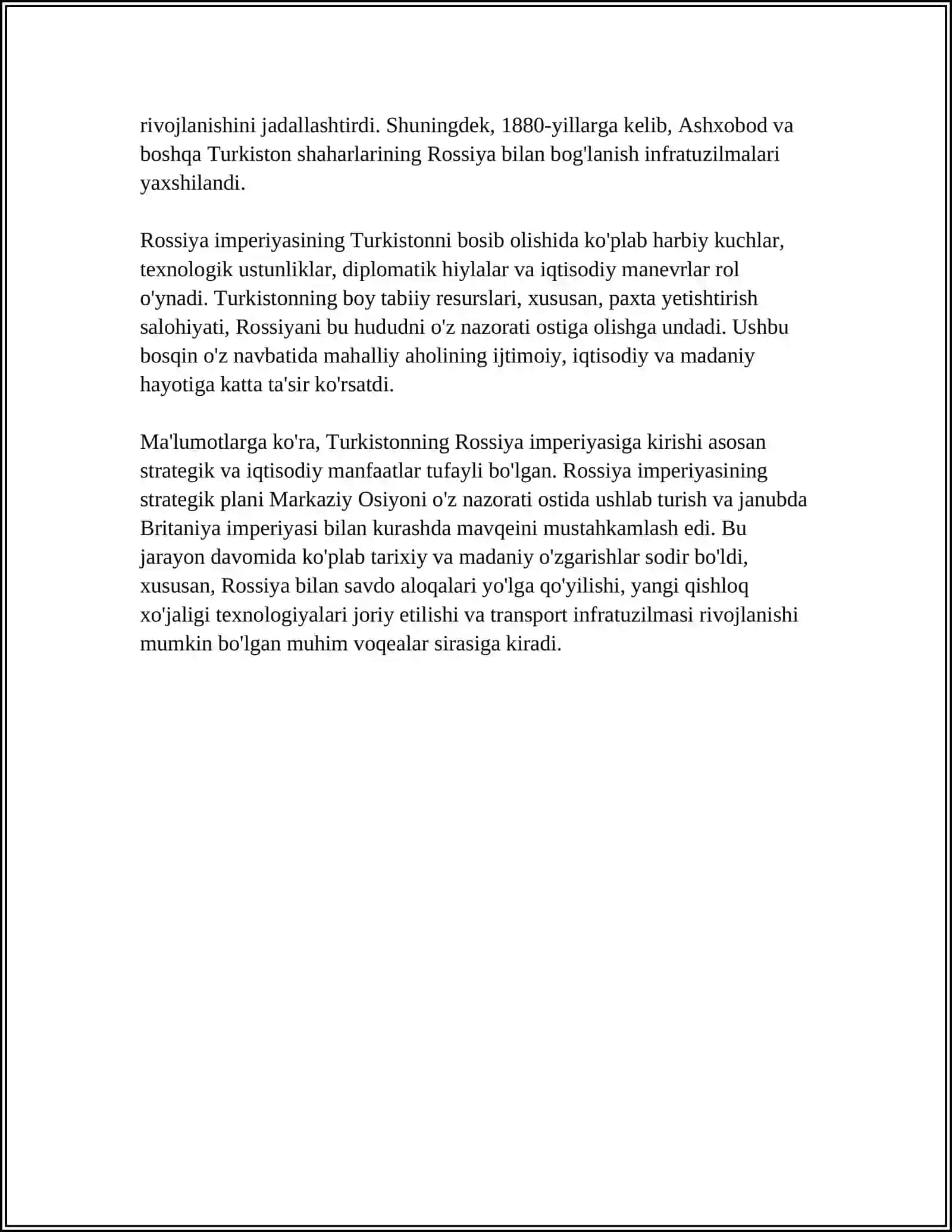 TURKISTON ROSSIYA IMPERIYASI MUSTAMLAKACHILIGI DAVRI 4