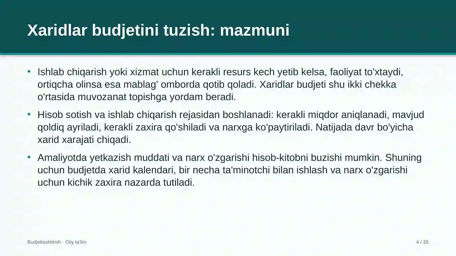 Konsert tashkilotlarida xaridlar budjetini tuzish 4