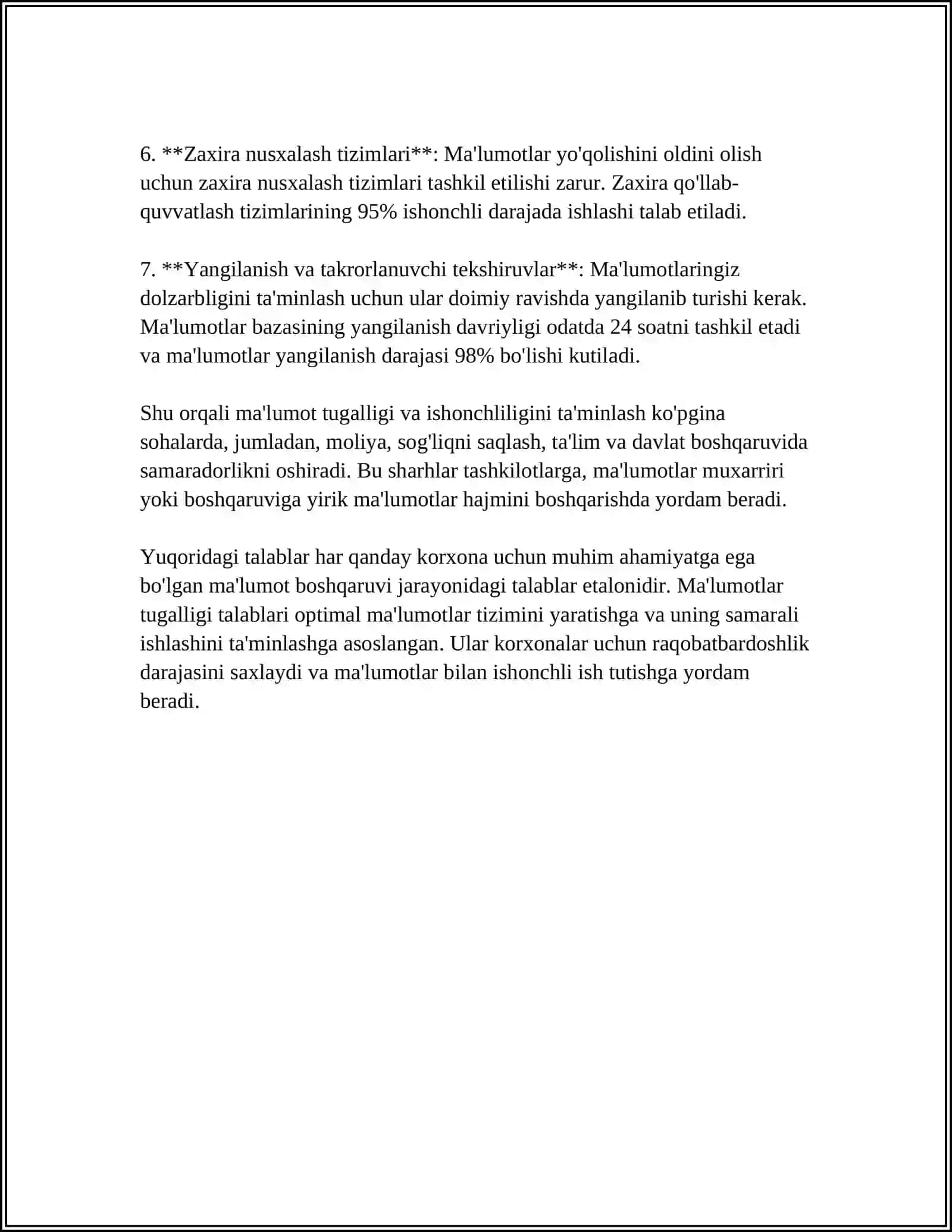 XESH – FUNKSIYALAR ASOSIDA MA’LUMOT BUTUNLIGINITEKSHIRISH 4
