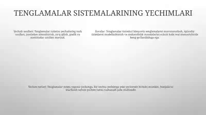 Tenglamalar Sistemasi 4