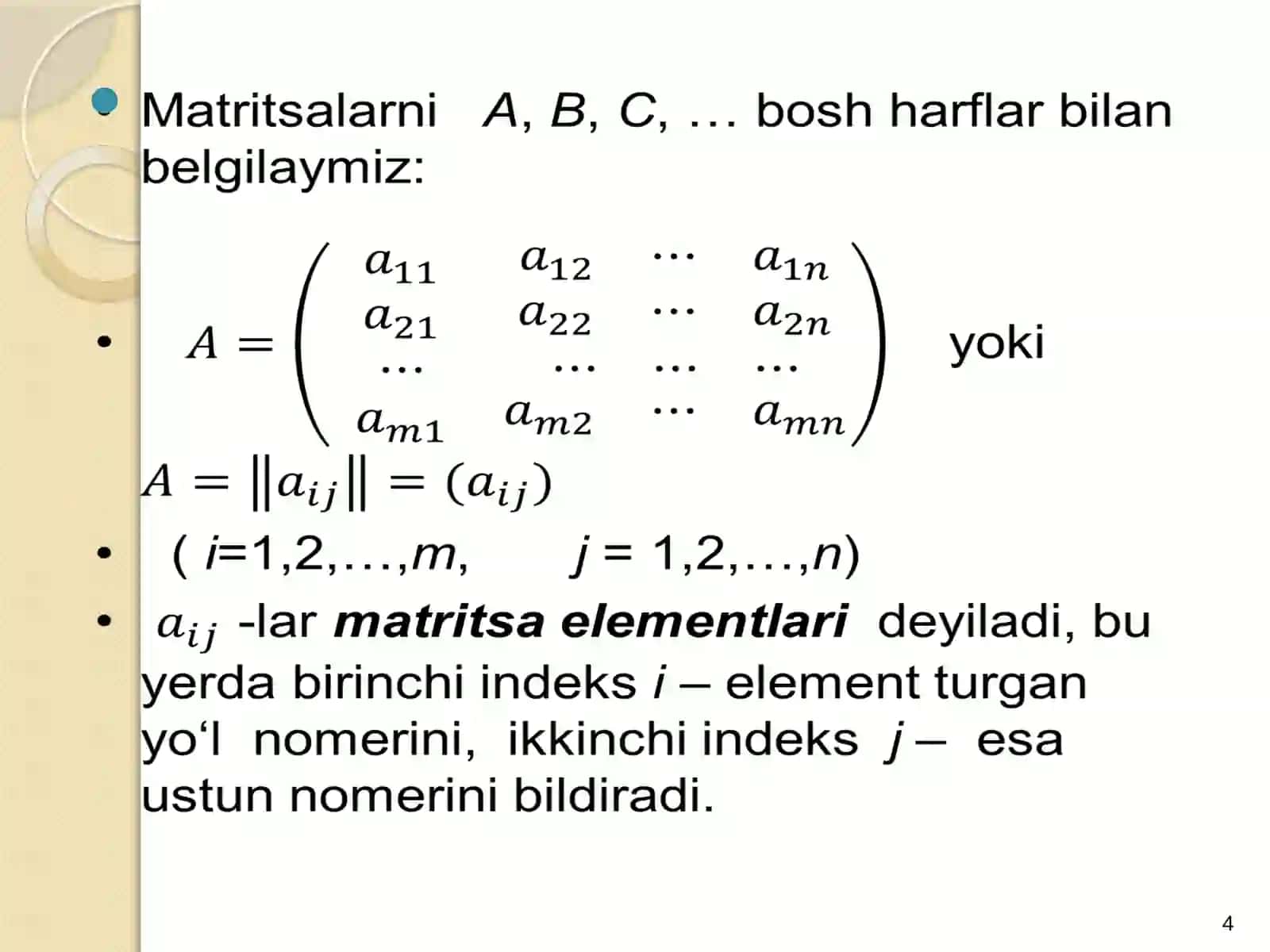 MATRITSA VA ULAR USTIDA AMALLAR 4