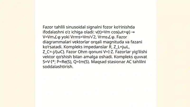 Sinusoidal kuchlanish va tok 4