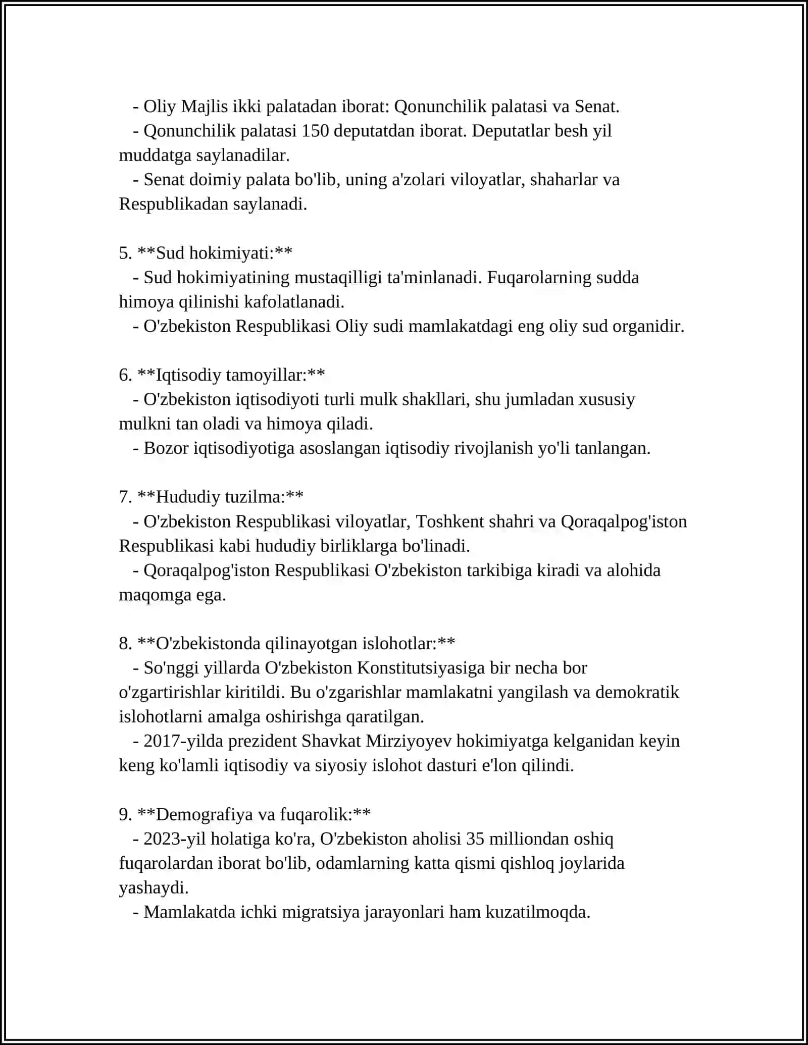 O'ZBEKISTON RESPUBLIKASI KONSTITUTSIYASI KUNI 4