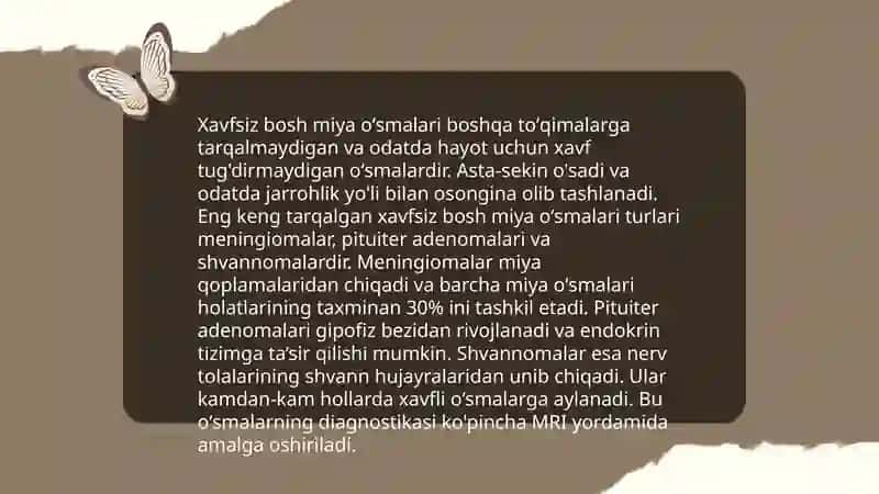 Bosh miyaning xavfli va xavfsiz oʻsmalari 4