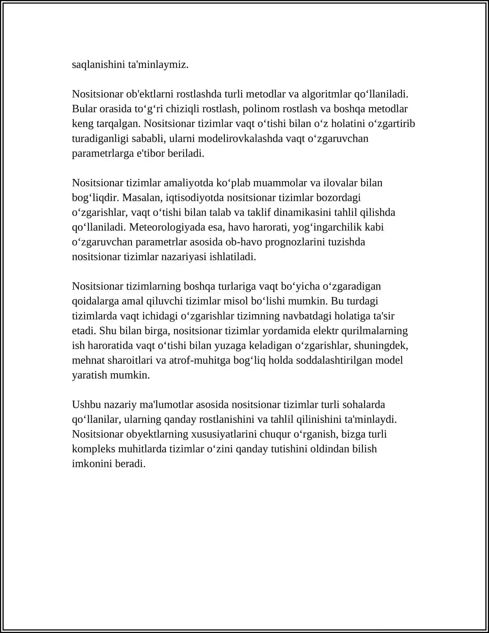 Nostatsionar ob'ektlarni rostlash 4