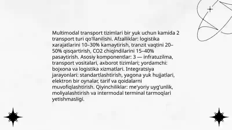 Transport sektori va iqtisodiy integratsiya jarayonlari 4