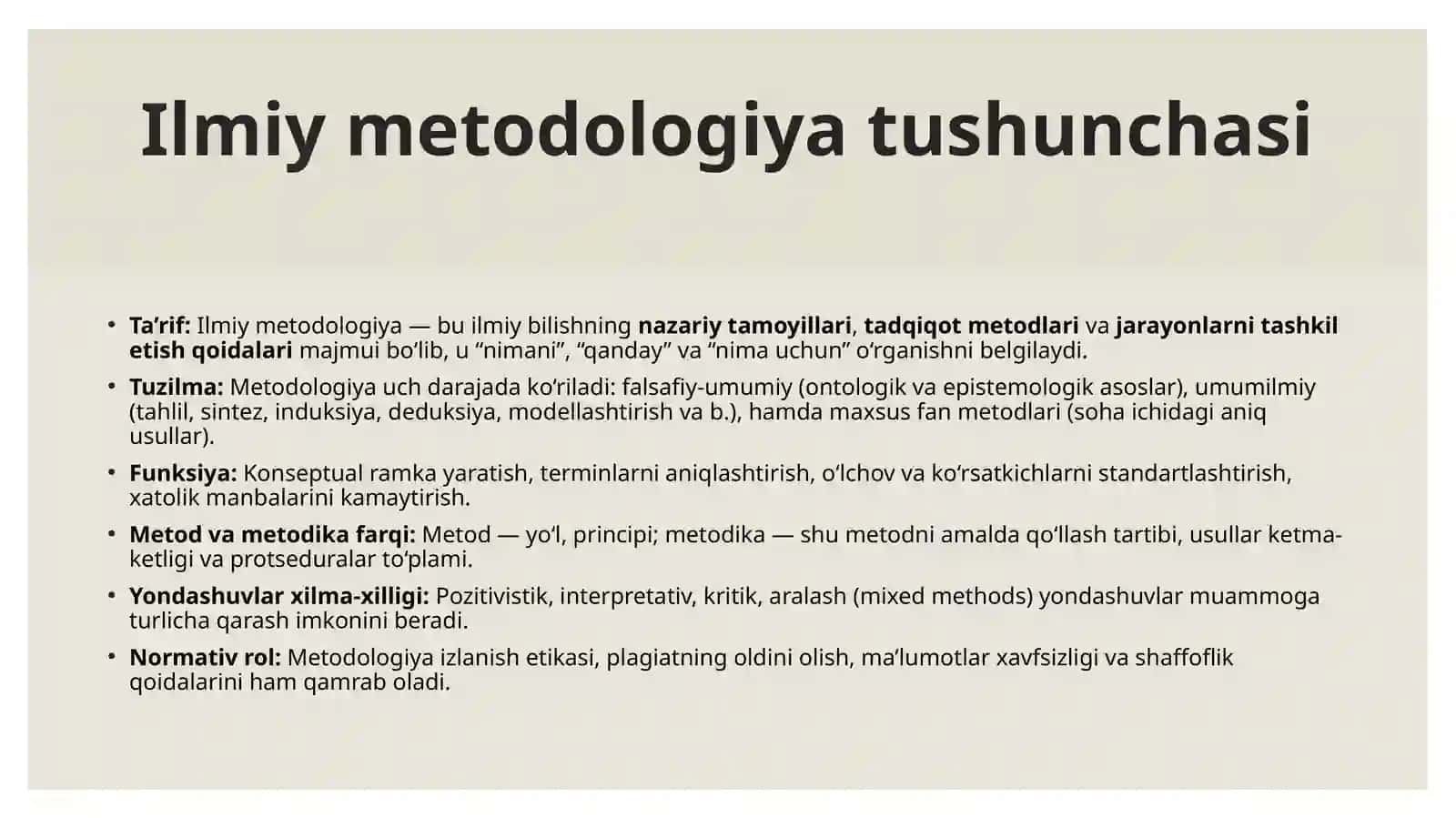 Tadqiqotlarning ilmiy metodologik jihatlari 4
