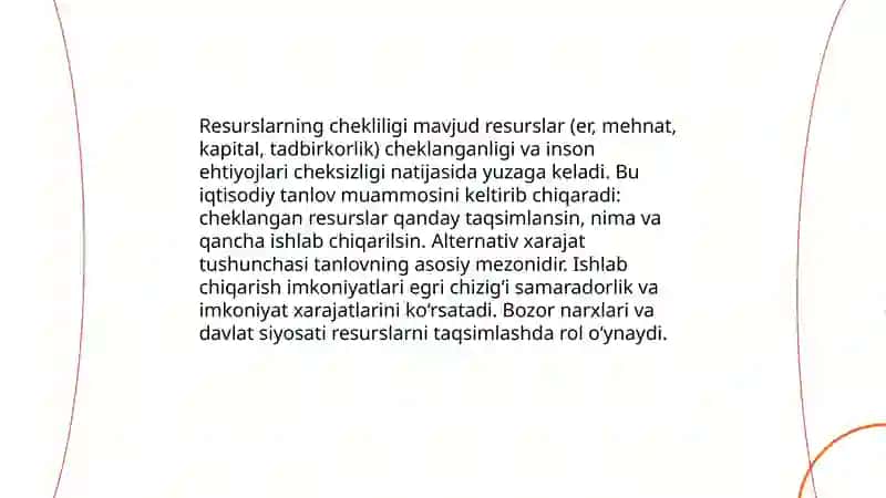 Iqtisodiyot va uning bosh masalasi. 4