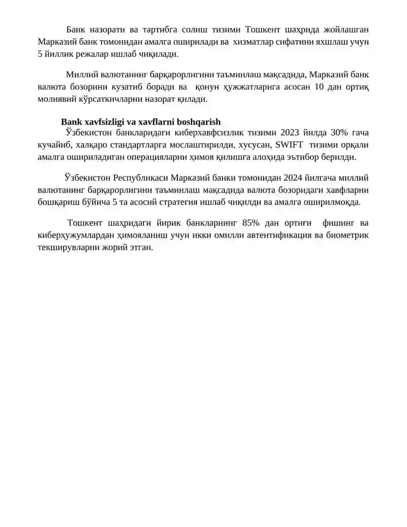 O’zbekiston Respublikasi Bank Tizimi 4