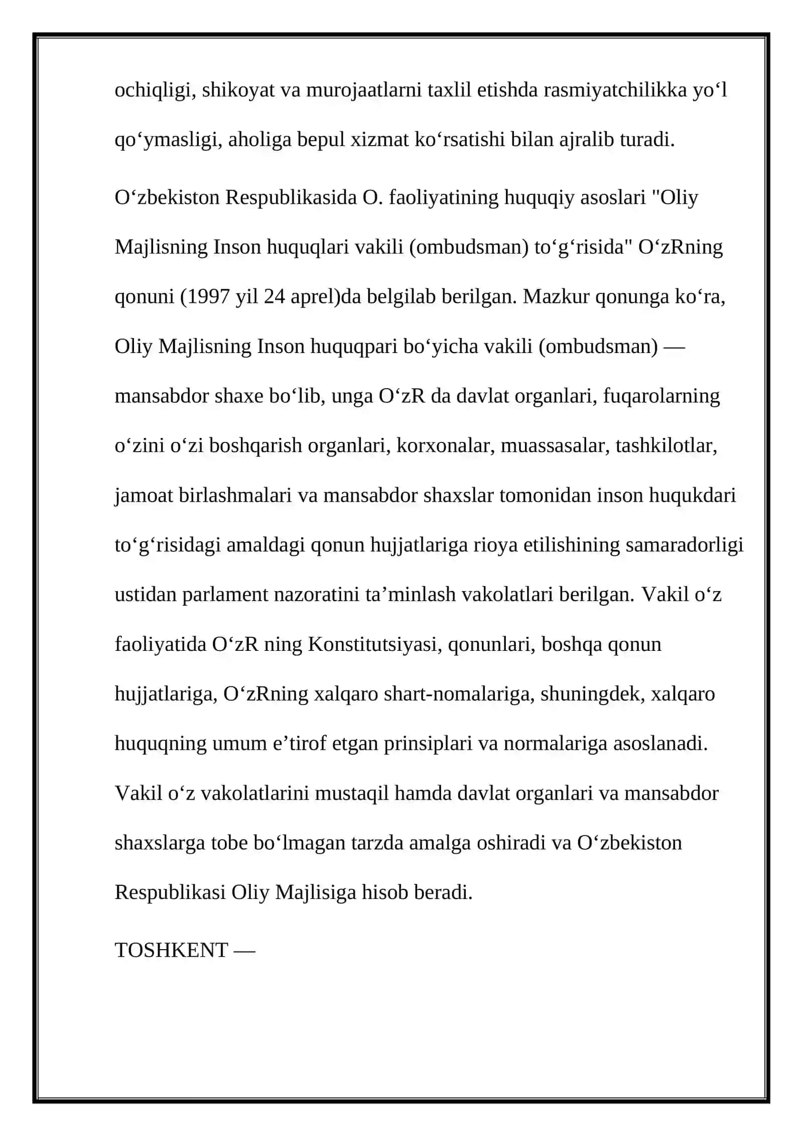 Ombudsman instituti. Milliy ombudsman 4