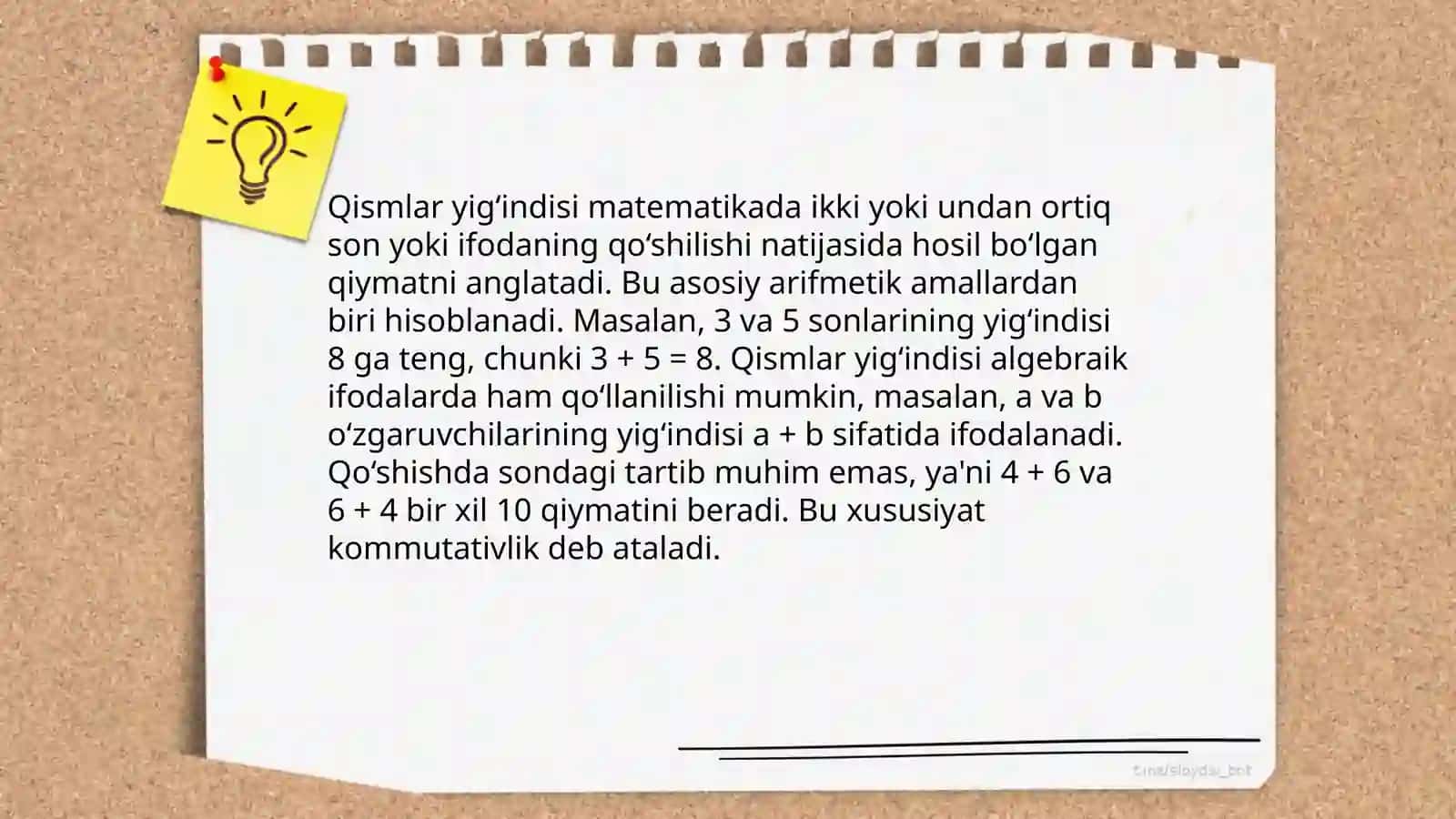 Yigʻindi va ayirmaning asosiy tushunchalari 4