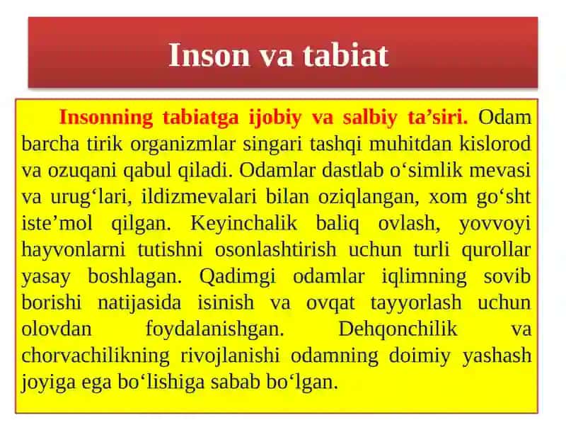 Inson va Tabiat 4