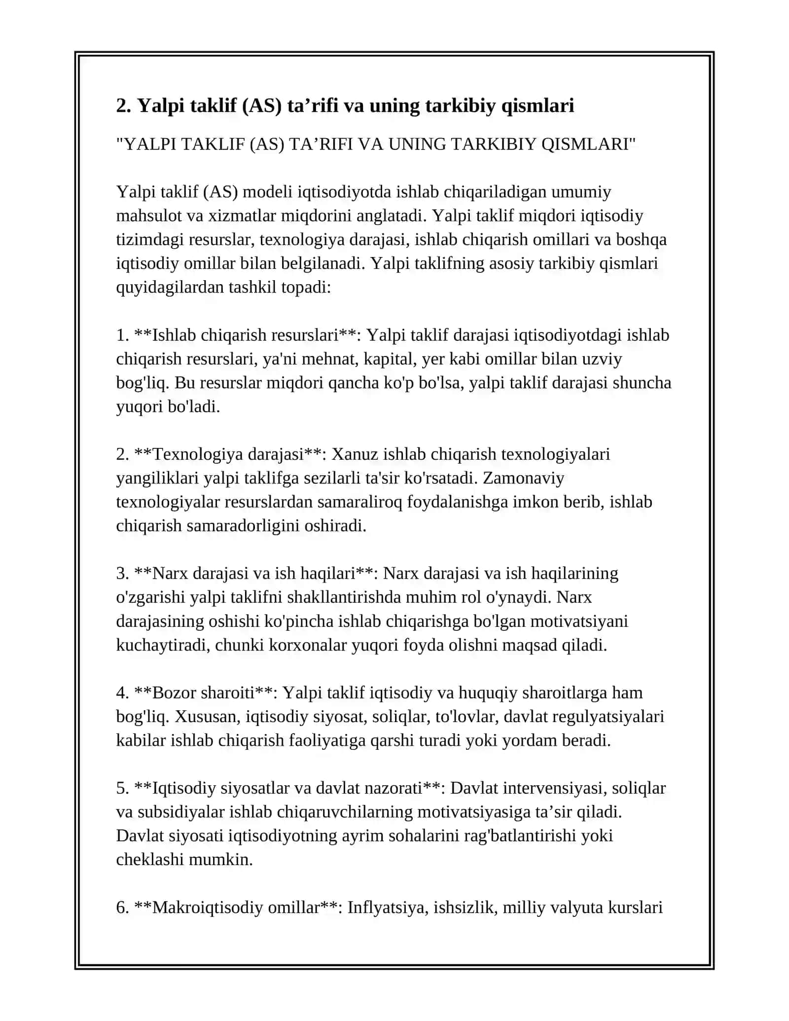 Yalpi talab - Yalpi taklif modeli 4
