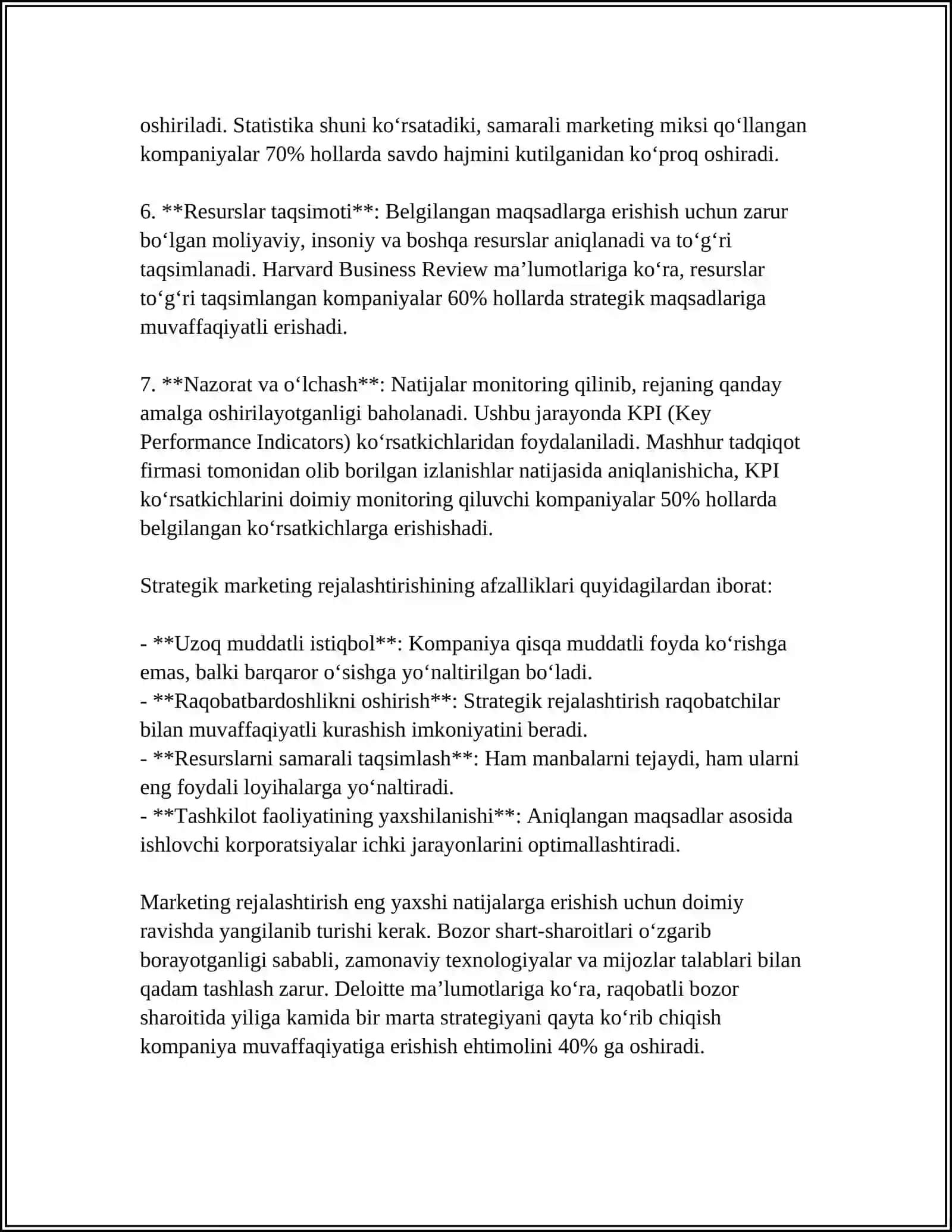 MARKETINGDA STRATEGIK REJALASHTIRISHNING MAQSADI, VAZIFALARI VA ASOSIY BOSQICHLARI 4