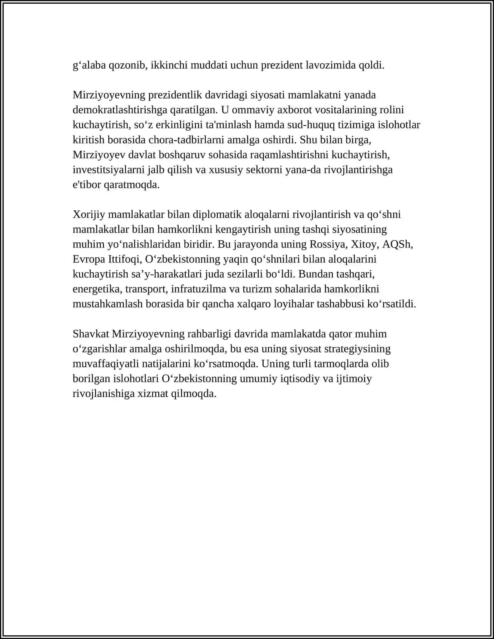SHAVKAT MIRZIYOYEV O'ZBEKISTON PREZIYENTI 4