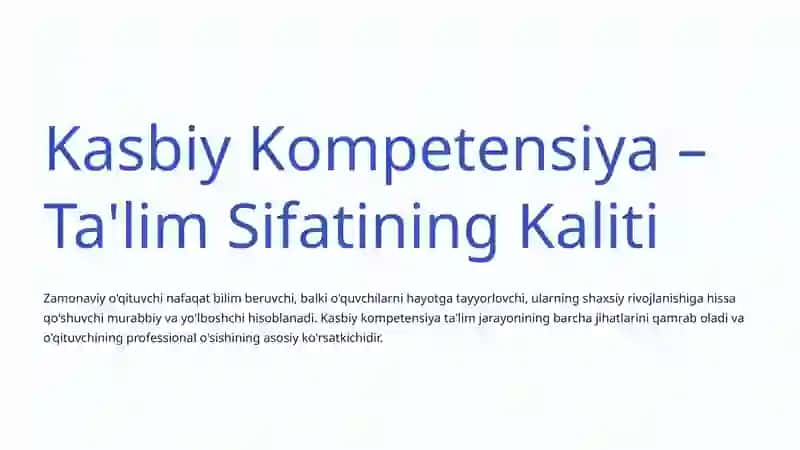 Kasbiy Kompetensiyasi: Zamonaviy Ta'limning Asosi 4