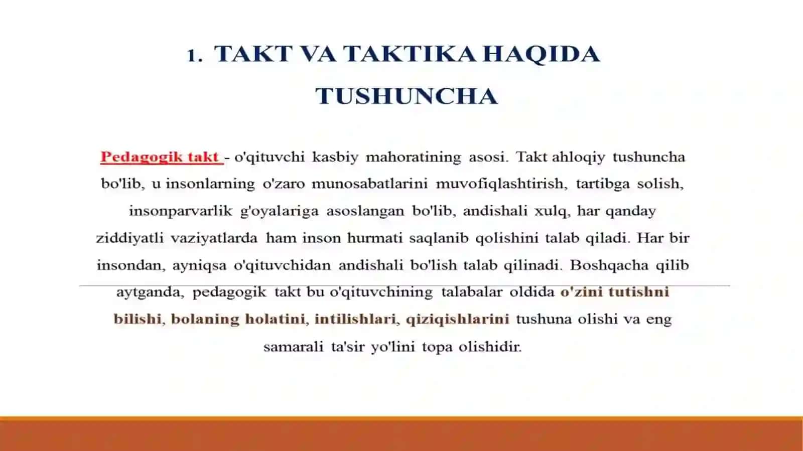 Pedagogik taktni qoʻllash shartlari 4