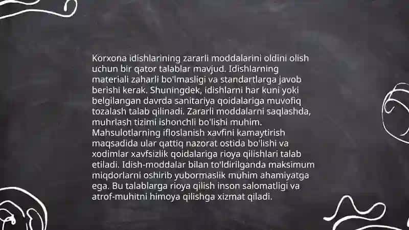 Korxona jihozlari va asboblarining sanitariya talablari 4