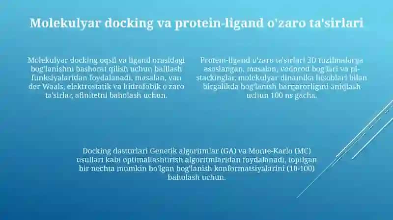 Birikmalarning biologik faolligini baxolashning nazariy usullari 4