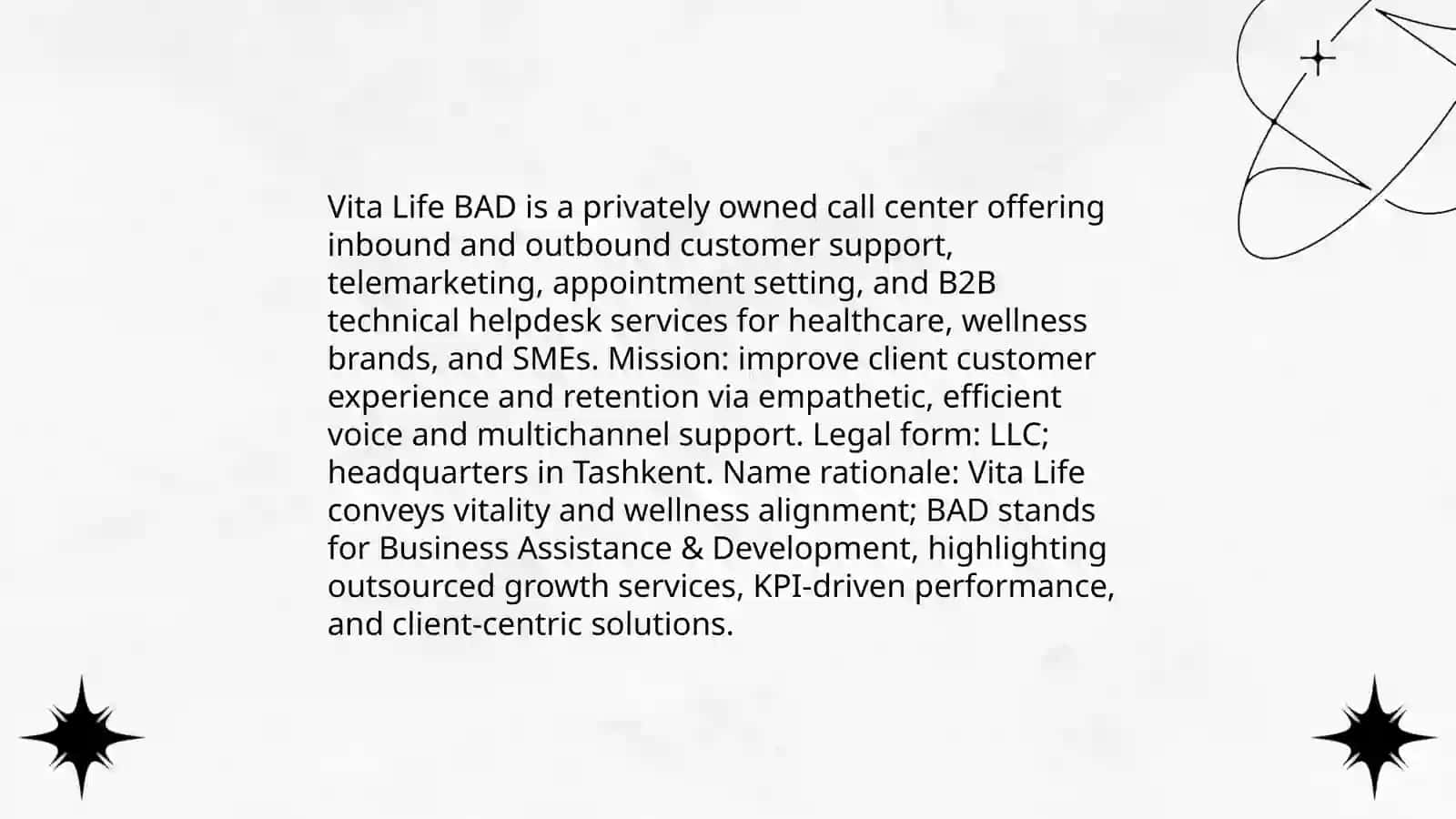 Vita Life BAD Call Center Business Plan 4