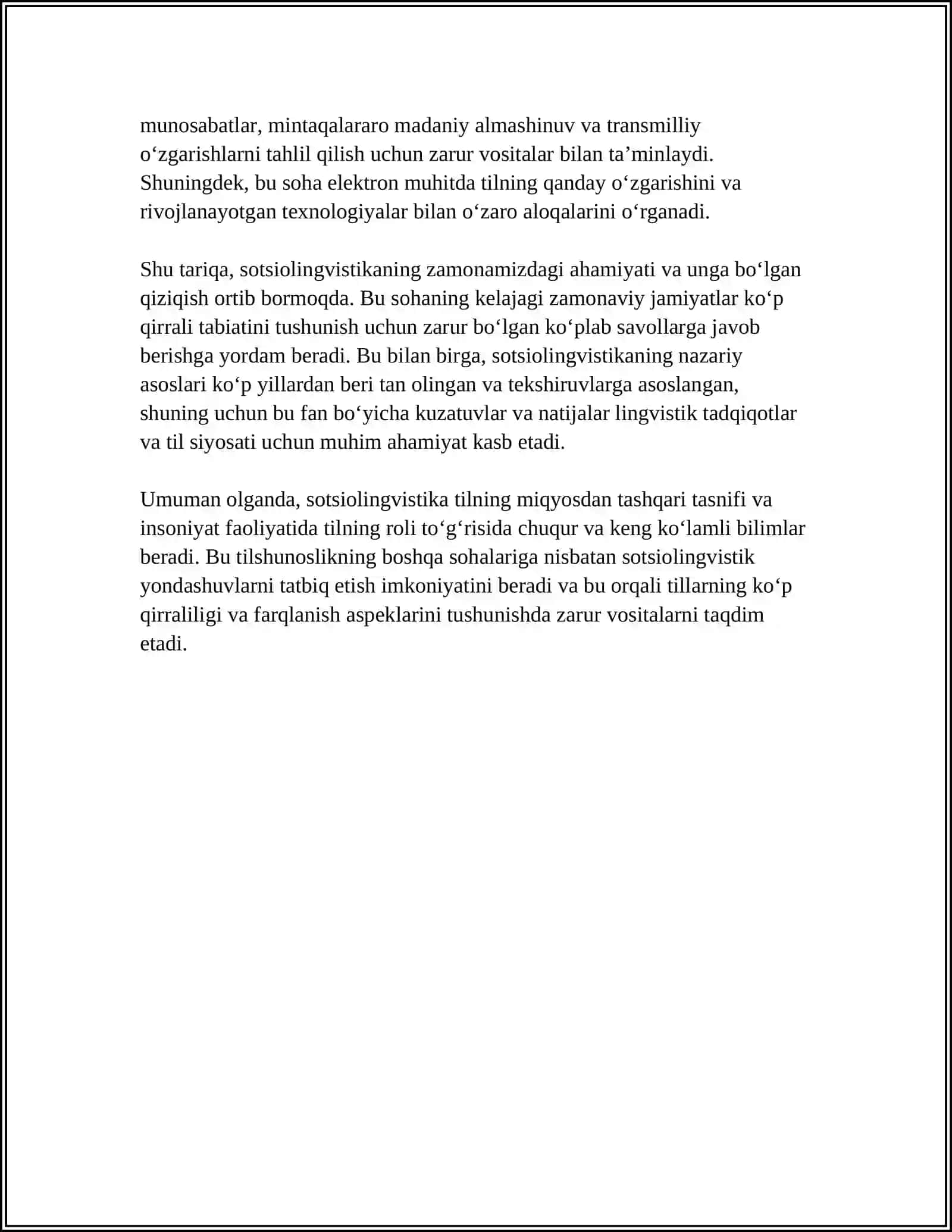 SOTSIOLINGVISTIKANING BUGUNGI KUN TILSHUNOSLIGIDAGI ORNI VA AHAMIYATI 4