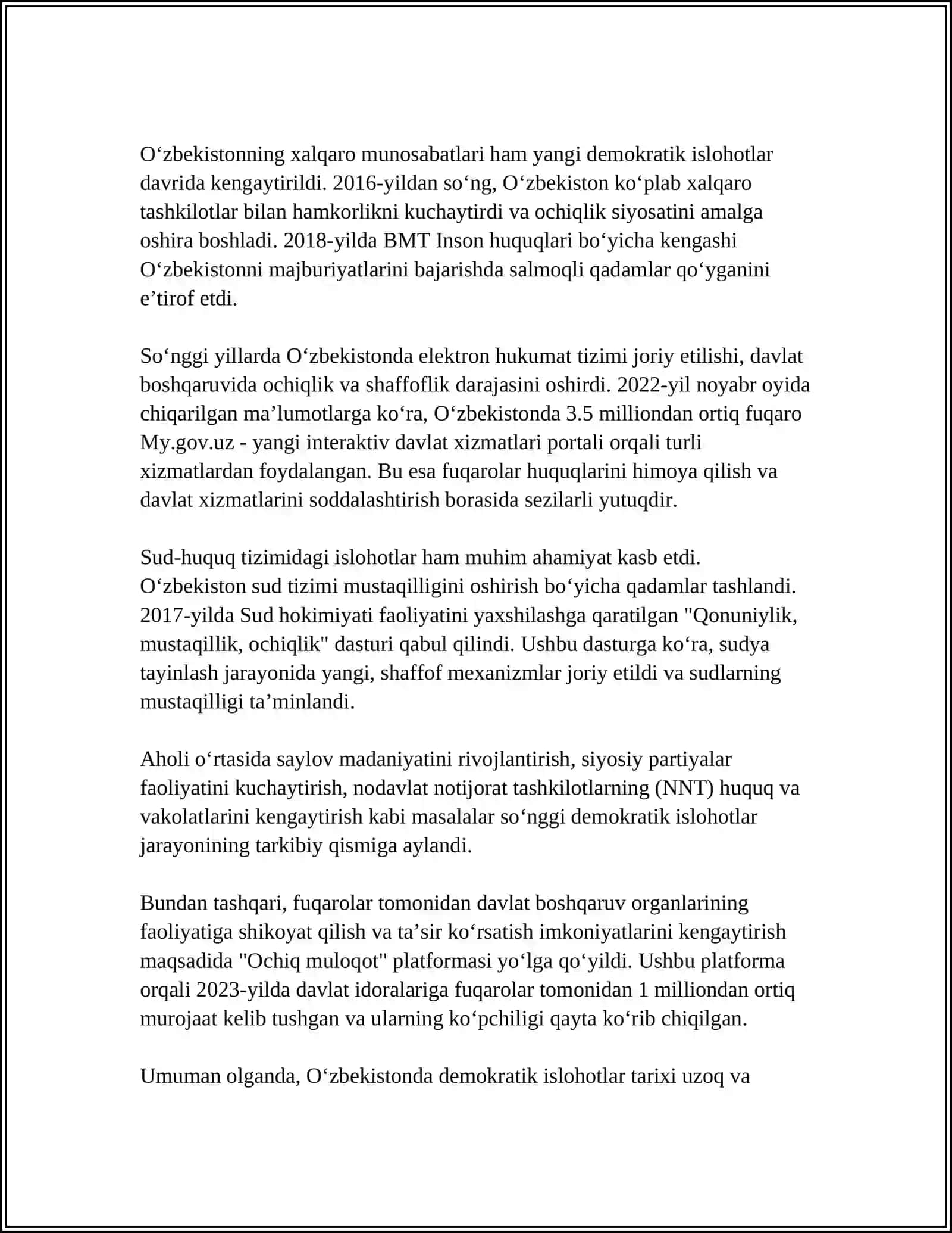 O‘zbekistonda demokratik islohotlar tarixi 4