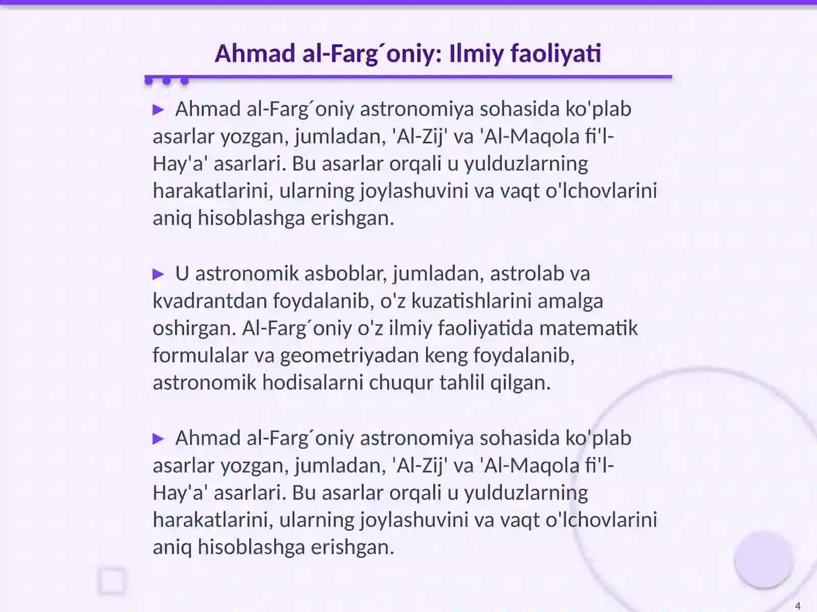 Ahmad al-Farg´oniy va Ahmad-al Mavraziyning hayoti va faolyati 4