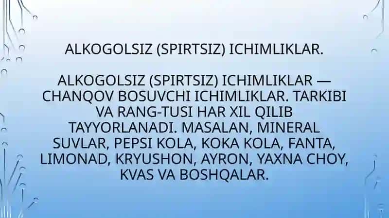 ALKOGOLSIZ ICHIMLIKLAR ishlab chiqish 4