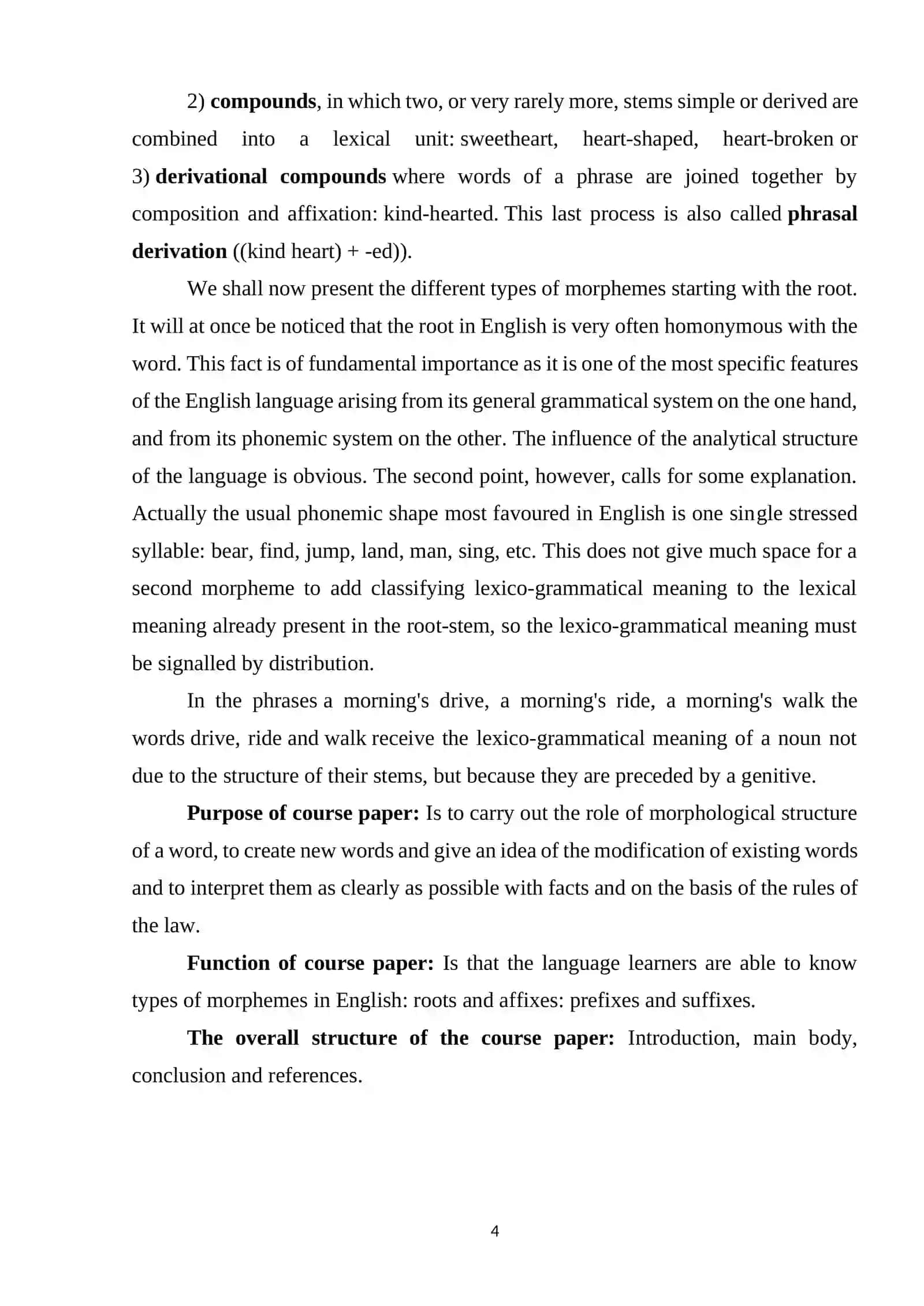 THE MORPHOLOGICAL STRUCTURE OF A WORD AND SPECIFIC FEATURES 4