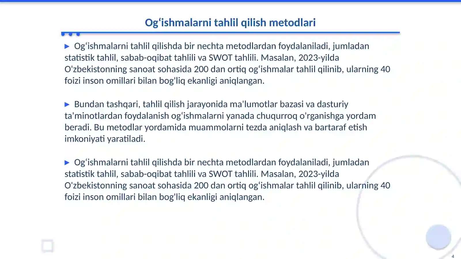 Ogʻishmalarni aniqlash va tahlil qilish 4