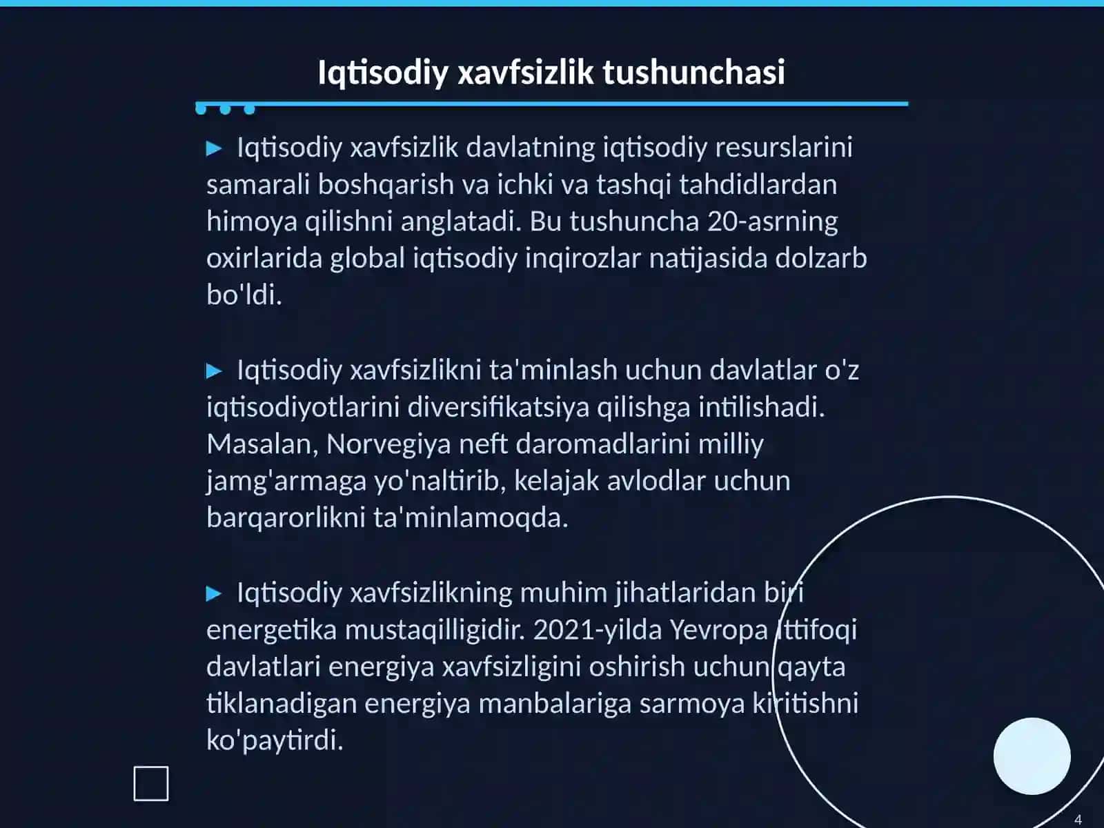 Globallashuv sharoitida iqtisodiy xavfsizlik 4