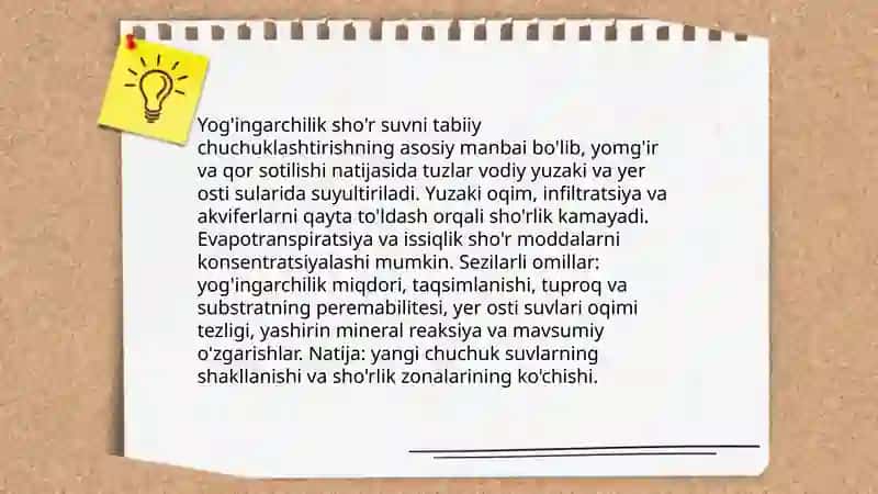 Sho'r suvni tabiiy sharoitda chuchuklashtirish 4