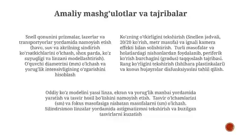 Ko'zning optik xossalari o'qitish metodikasi 4